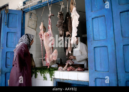 Butcher à Essaouira Banque D'Images