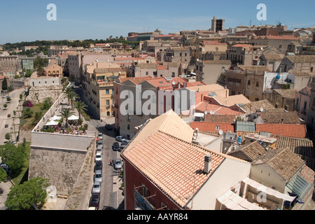 Toits et murs de la ville de Cagliari, Sardaigne Banque D'Images