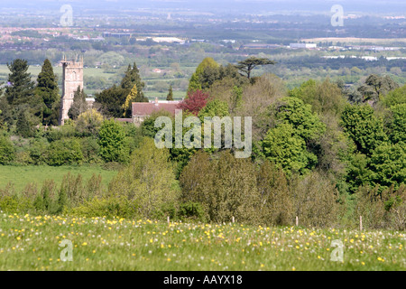 Voir l'église à partir de la colline de Wroughton à Swindon vers dans la distance Banque D'Images