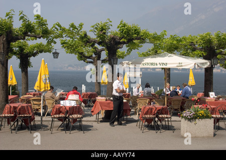 Terrasse de restaurant Bellagio Lac de Côme Banque D'Images