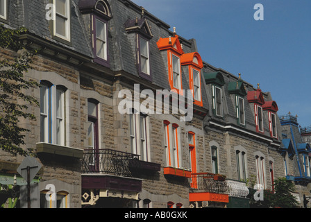 Ville de Montréal, province de Québec Canada rangée de maisons typiques Banque D'Images