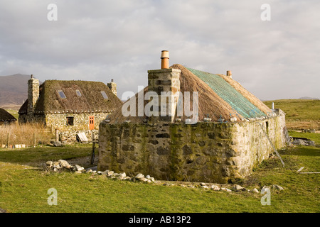 UK Ecosse Îles Hébrides extérieures South Uist Howmore whitehouse en cours de restauration Banque D'Images