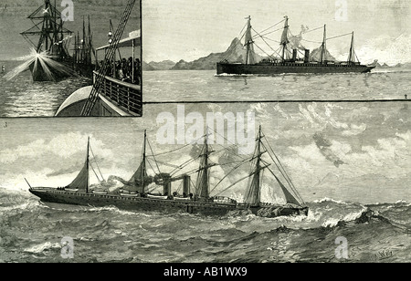 Navire à vapeur en Angleterre Australie Ormuz 1887 sur le voyage de l'Australie Banque D'Images