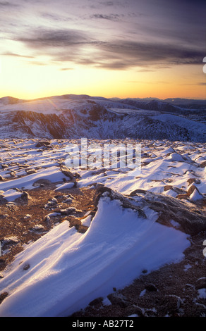 Coucher du soleil sur les Cairngorms Scotland UK Banque D'Images