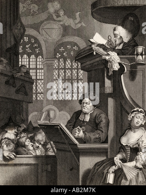 La Congrégation du sommeil. Gravé par C Armstrong après Hogarth. Banque D'Images