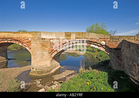 Cinq-pont voûté, Bangor-sur-Dee, au nord du Pays de Galles. Banque D'Images