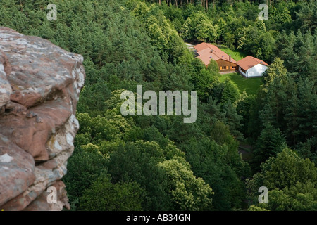 Avis de Burg Château Drachenfels près de Busenberg Dahn Rhénanie-palatinat Allemagne Juin 2007 Banque D'Images