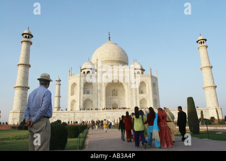 Taj Mahal au lever du soleil, Agra Inde Banque D'Images