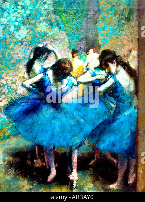 Edgar Degas 1834-1917 France Bleu Français danseurs. c.1890.