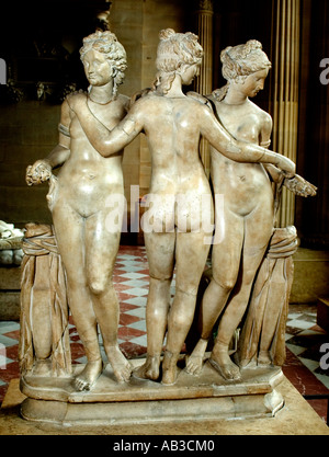 Les trois grâces Les Trois Grâces Copier : copie romaine de statue grecque C 2BC. Louvre Banque D'Images