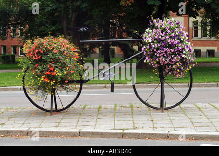 La décoration de la rue Linkoping en Suède flower afficher sous la forme d'un vélo du sud de la suède norrkoping Suède méridionale scandinav Banque D'Images