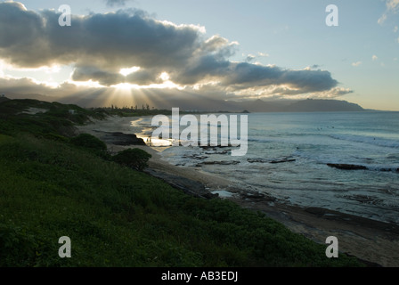 Plage du Nord, Péninsule de Mokapu, Base du Corps des Marines, La Baie de Kaneohe, Hawaii Oahu, Hawaï au vent Banque D'Images