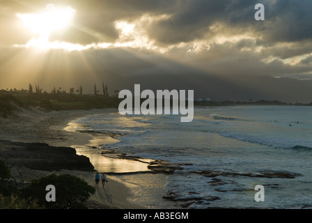 Plage du Nord, Péninsule de Mokapu, Base du Corps des Marines, La Baie de Kaneohe, Hawaii Oahu, Hawaï au vent Banque D'Images