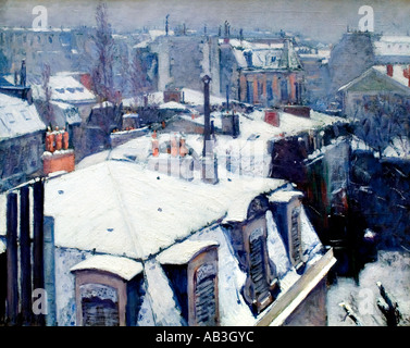 Gustave Caillebotte Vue de toits effet de neige 1879 Banque D'Images