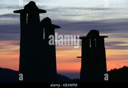 Cheminées - Bubion, Las Alpujarras en Andalousie, Espagne Banque D'Images