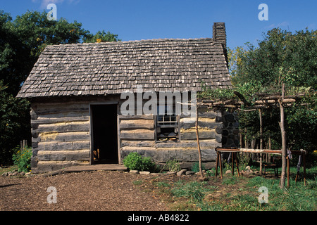 L'un des Moines Iowa prix log house at Living History Farm Banque D'Images