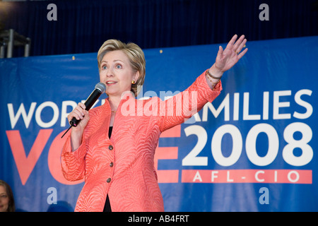 Détroit, Michigan Une réunion publique organisée par l'AFL CIO avec Sen Hillary Clinton Banque D'Images