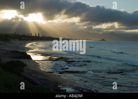 Plage du Nord, Péninsule de Mokapu, Base du Corps des Marines, La Baie de Kaneohe, Hawaii Oahu, Hawaï au vent Banque D'Images