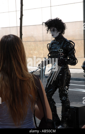 Edward aux mains d'artiste de rue dans la Rambla, Barcelone, Catalogne, Espagne Banque D'Images