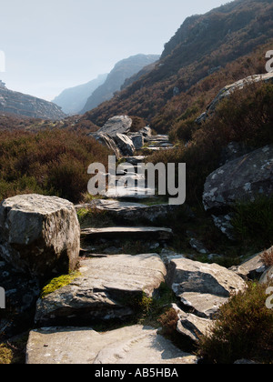 Historique des marches romaines cheval itinéraire par Tyddiad Bwlch, MCG Bychan, Parc National de Snowdonia, Gwynedd, au nord du Pays de Galles, Royaume-Uni Banque D'Images