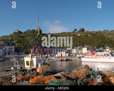 Filets de pêche sur le quai du port sur l'estuaire de la rivière Suir, passage dans le comté de Waterford, Irlande, Irlande du Sud, l'Europe Banque D'Images