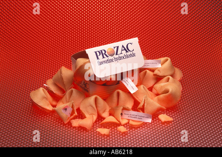 Prozac médicament fort rempli de fortune cookies Banque D'Images