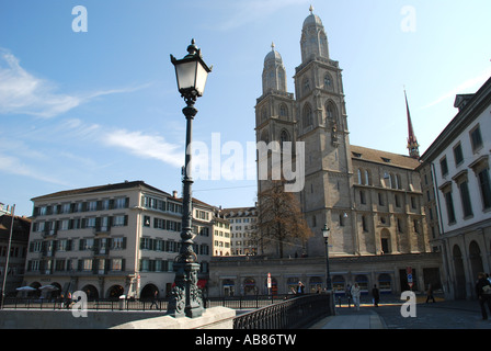 'Grossmunster' - grande église de Zurich Suisse Banque D'Images