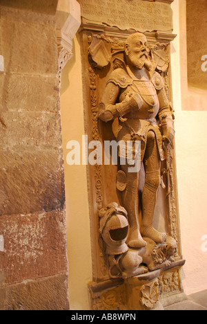 La sculpture sur pierre de chevalier dans l'intérieur de l'église de goupille Baden Wuerttemberg Stuttgart Deutschland Banque D'Images