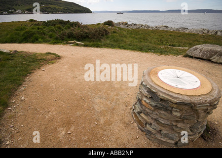 Trig point, sur la côte de Kintyre, Arran, côte ouest de l'Ecosse, Royaume-Uni Banque D'Images