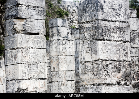 Temple de la guerriers jaguar de Chichen Itza dans le Yucatan était une ville maya et l'un des plus grand centre religieux et reste aujourd'hui l'un des sites archéologiques les plus visités Banque D'Images