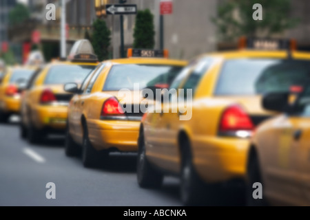 File d'attente de taxis jaunes Banque D'Images