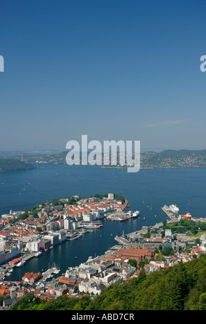 Depuis le Mont Fløyen Bergen Norvège Europe Banque D'Images