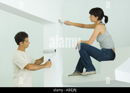 L'homme et la femme d'intérieur Accueil Peinture Banque D'Images