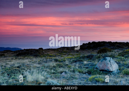 Coucher du soleil sur l'Patagonic Steppe, Province de Santa Cruz, Patagonie, Argentine Banque D'Images