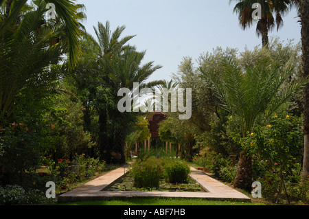 Dar Ayniwen hotel dans la palmerie, Marrakech, Maroc. Banque D'Images