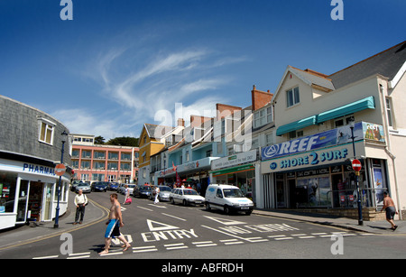 Boutiques dans le centre-ville de Woolacombe Bay, North Devon uk Banque D'Images