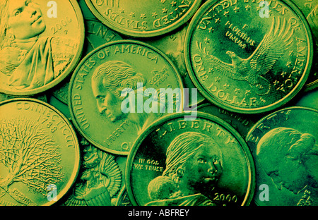 US DOLLARS COINS BACKGROUND Banque D'Images