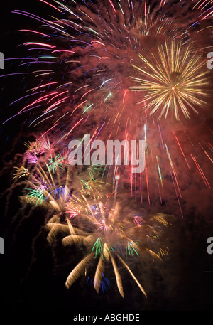 D'artifice dans le ciel de nuit Banque D'Images