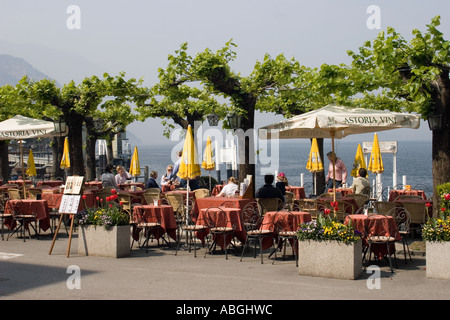 Terrasse de restaurant Bellagio Lac de Côme Banque D'Images