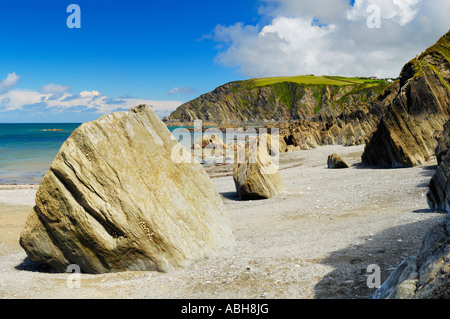 Lee Bay au village balnéaire de Lee près de Ilfracombe sur le Littoral du patrimoine de North Devon, Devon, Angleterre Banque D'Images