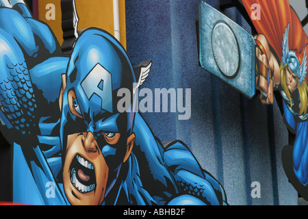 Caricature de super héros de dessin de bande dessinée Banque D'Images