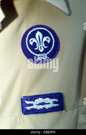 Boy-scout d'Amérique portant son uniforme. Banque D'Images