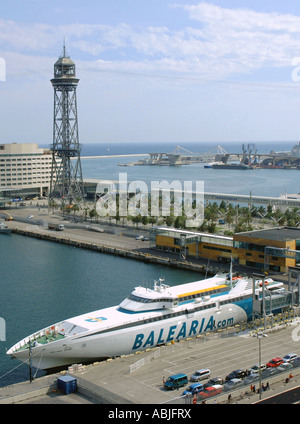 Vue panoramique de Muelle Nou Barça Barcelone Catalogne Catalunya Barca Cataluña Costa Brava España Espagne Europe Banque D'Images