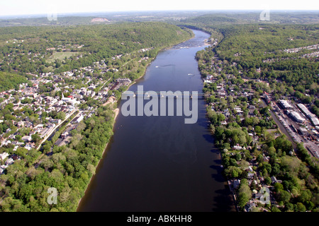 Vue aérienne de la rivière Delaware près de New Hope, Pennsylvanie, États-Unis d'Amérique Banque D'Images