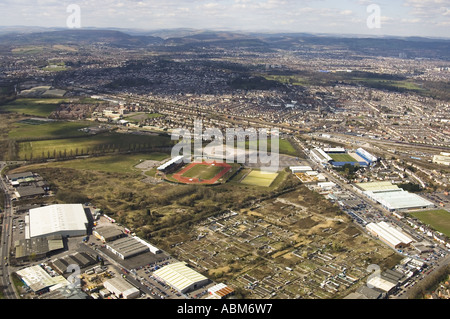 Paysage aérien Leckwith Stadium Cardiff City Centre South Wales Banque D'Images