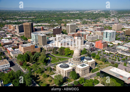 Vue aérienne du centre-ville de Boise et de l'Idaho State Capitol building Banque D'Images
