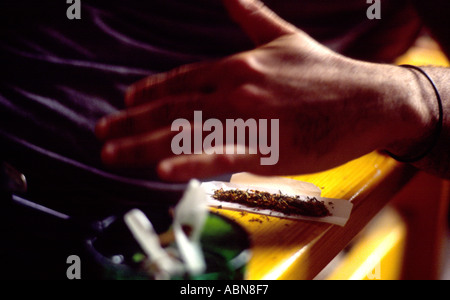 Rouler une cigarettte, joint, cannabis spliff Banque D'Images