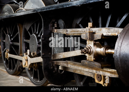 Détail d'une mécanique vieille locomotive à vapeur Banque D'Images
