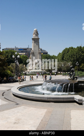 Au nord-est du monument Cervantes, Plaza de España, le centre de Madrid, à l'extrémité ouest de la Gran Vía de Madrid, Espagne. Banque D'Images