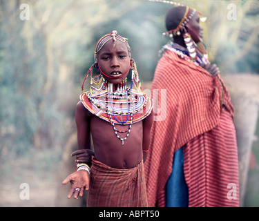 L'ART NUMÉRIQUE : Masai Les Jeunes au parc national de Tsavo au Kenya Banque D'Images